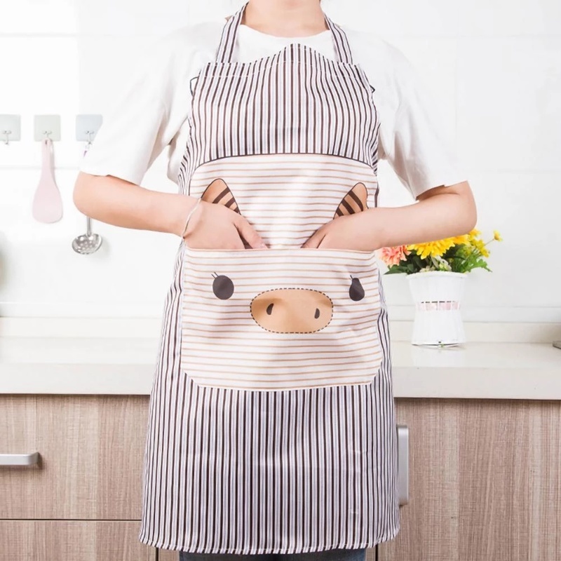 1 Tạp Dề Nấu Ăn Hình Heo Hoạt Hình Dễ Thương Có Túi Chống Thấm Nước Chống Dầu Cho Nhà Bếp