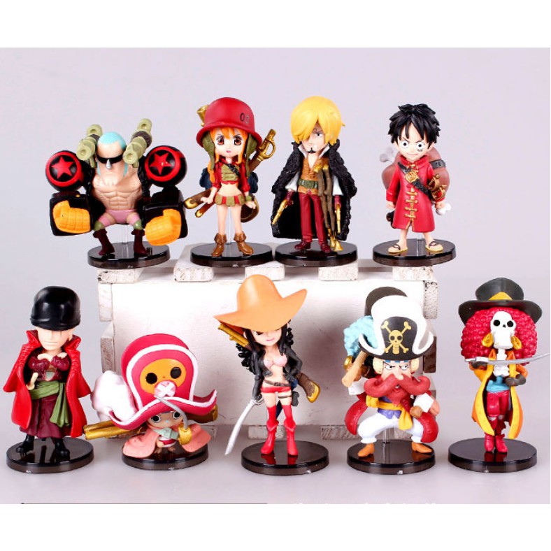 Mô Hình One Piece Combo Bộ 9 Team Luffy mũ rơm sắc nét chi tiết màu đậm tươi loại 1