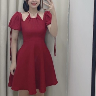 Đầm midi cổ yếm ( có bigsize )