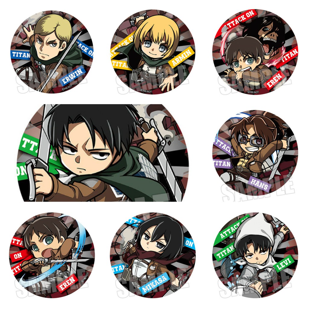 Huy hiệu cài áo IN HÌNH Attack on Titan Đại chiến Titan anime chibi dễ thương tiện lợi m3