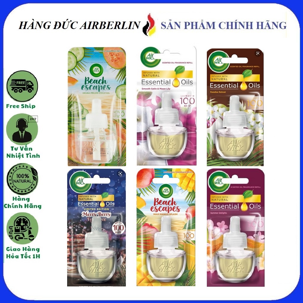 Bộ Tinh Dầu Cắm Điện Air Wick Châu Âu Thơm Phòng 220V