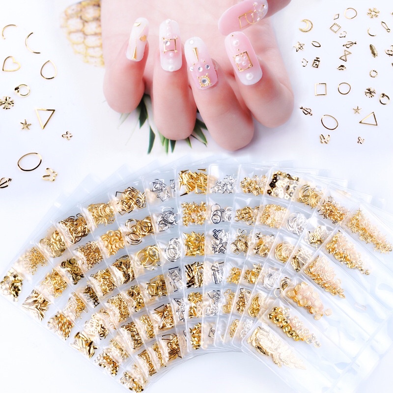 set charm kim loại mix trang trí móng
