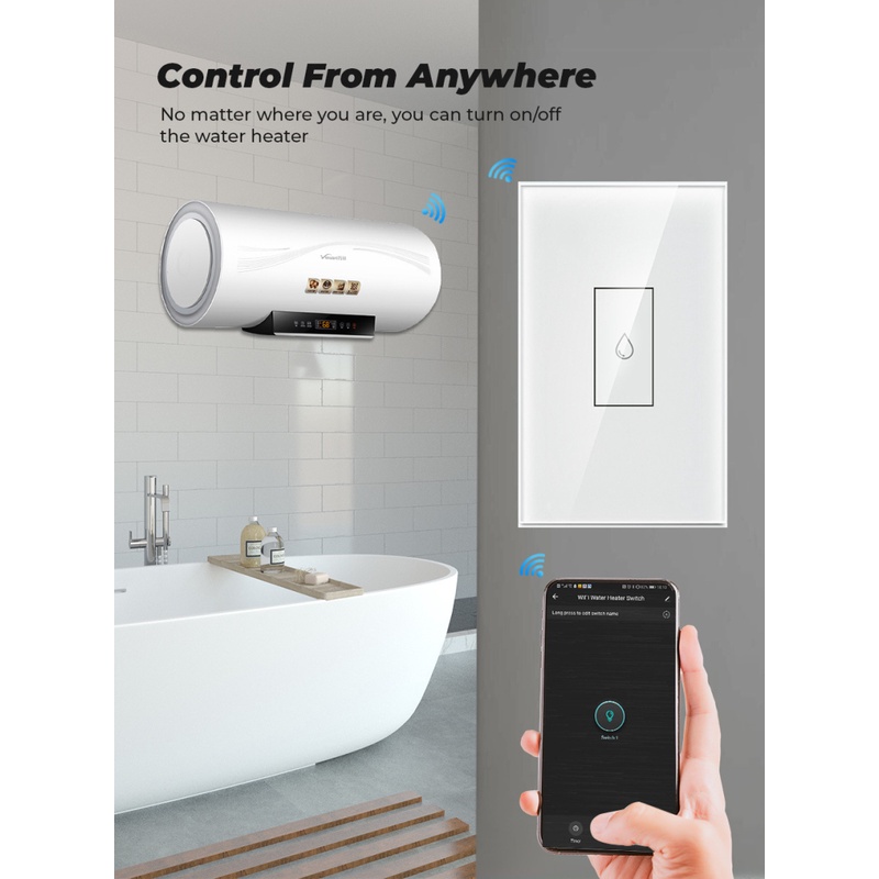 Aubess Tuya 20A Công Tắc Máy Nước Nóng Thông Minh Mỹ Wifi Cảm Ứng Âm Tường Thời Gian Điều Khiển Từ Xa Làm Việc Với Google Home Và alexa