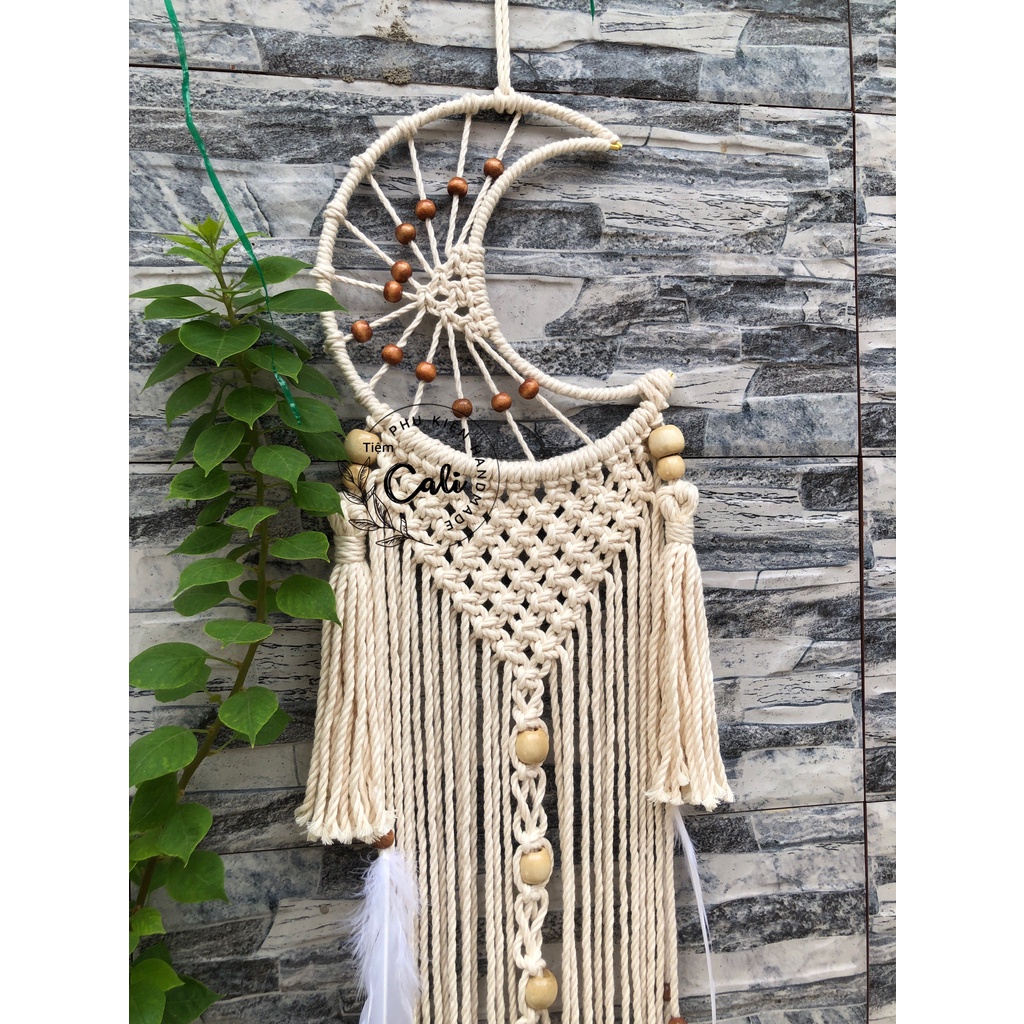 Dreamcatcher macrame trăng khuyết treo tường