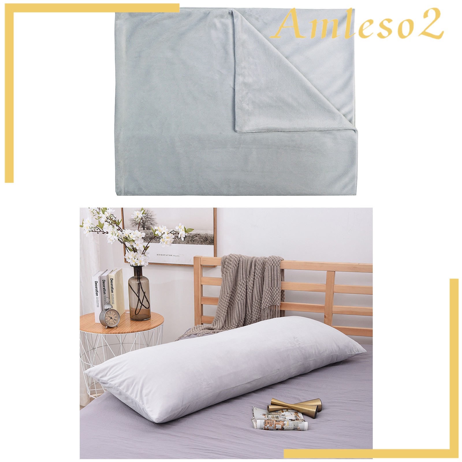 [AMLESO2] Bed Sleep Long Body Pillow Case Cover Velvet Protector Zipper Pillowcase 2 Size