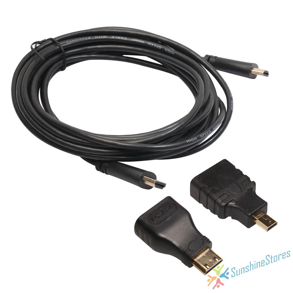 High Speed HDMI to HDMI Male Cable &amp; Micro HDMI Adaptor&amp;Mini HDMI Adapter