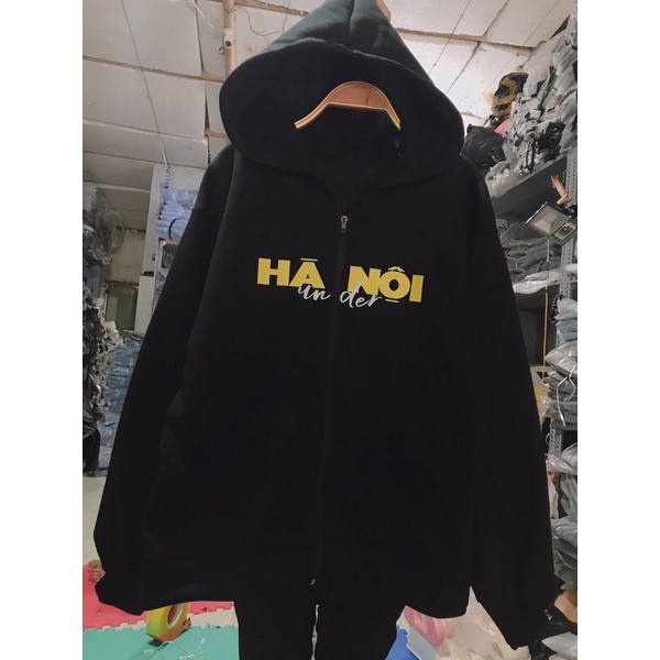 [Mã FAMARAL1 giảm 10K đơn 50K] áo khoác nỉ khoá kéo mũ trùm Hà Nội 36 phố phường Tc