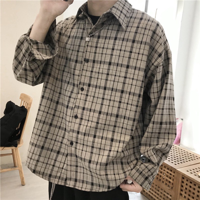 Áo Khoác Sơ Mi Caro Phong Cách Hàn Quốc Cho Nam Size S-3Xl