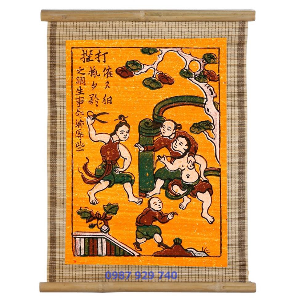 [Tranh Đông Hồ] -Bức Đánh Ghen - không khung tranh - Dong Ho folk paintings - Viet Nam national cultural heritage
