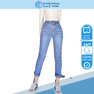 Quần Jean Nữ Cạp Cao Trên Rốn KAVO BLUE Siêu Co Giãn Form Boy BY838-255