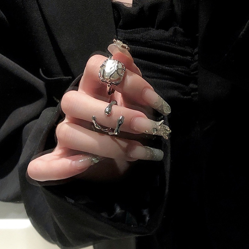 Nhẫn Hở Đính Ngọc Trai Thời Trang Cá Tính Phong Cách hip hop