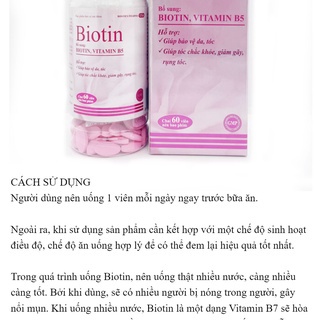Viên uống Biotin bổ sung Biotin và Vitamin B5 giúp giảm rụng tóc, bảo vệ da, chắc móng