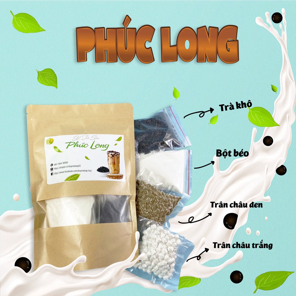 SET Trà Sữa Phúc Long Chuẩn Vị Thơm Ngon - Set Nguyên Liệu Trà Sữa (2-3 Lít Trà) Tặng Kèm Công Thức - Bách Hóa Xanh