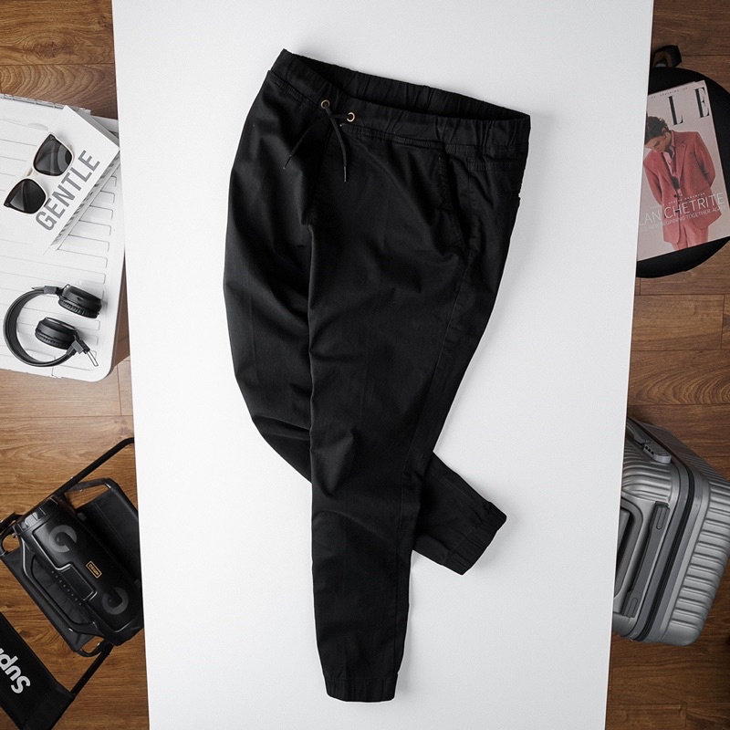 Quần kaki thun jogger màu đen và xám Bigsize nam < 125kg