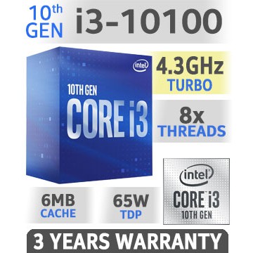 Bộ Vi Xử Xí Chip CPU Intel Core i3-10100 Gen 10 | CPU i3 3.6 GHz Turbo Upto 4.3 Ghz 4 nhân 8 luồng FullBox Chính Hãng | BigBuy360 - bigbuy360.vn