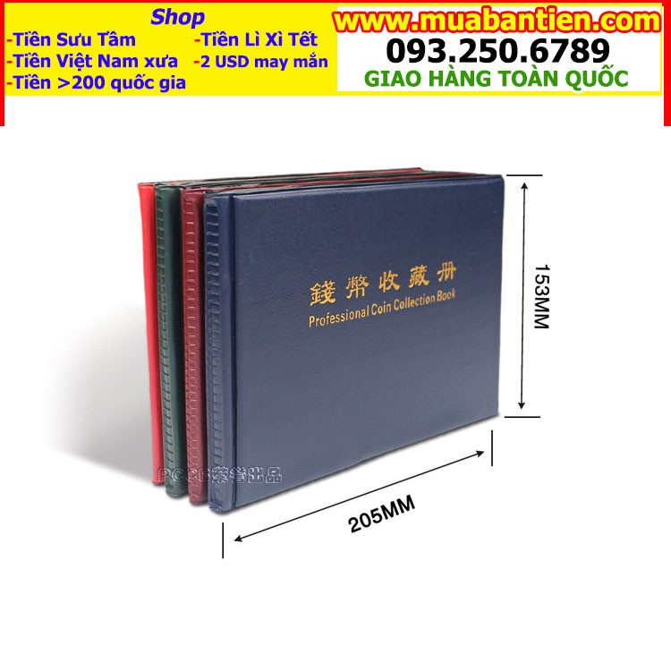 Quyển Album đựng tiền xu Mini 180 xu của PCCB, đựng được xu lớn và xu nhỏ, không cần dùng holder