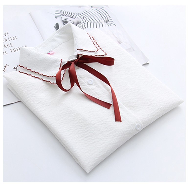 FREESHIP ĐƠN 99K_ Áo sơ mi phối dây thắt nơ cổ áo thời trang cho nữ | BigBuy360 - bigbuy360.vn