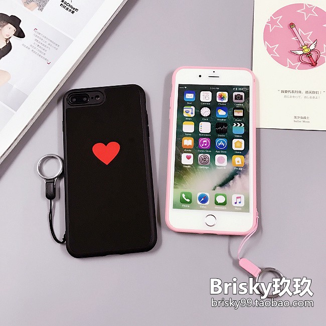 Ốp tráng gương tim đỏ nền đen( K kèm dây)