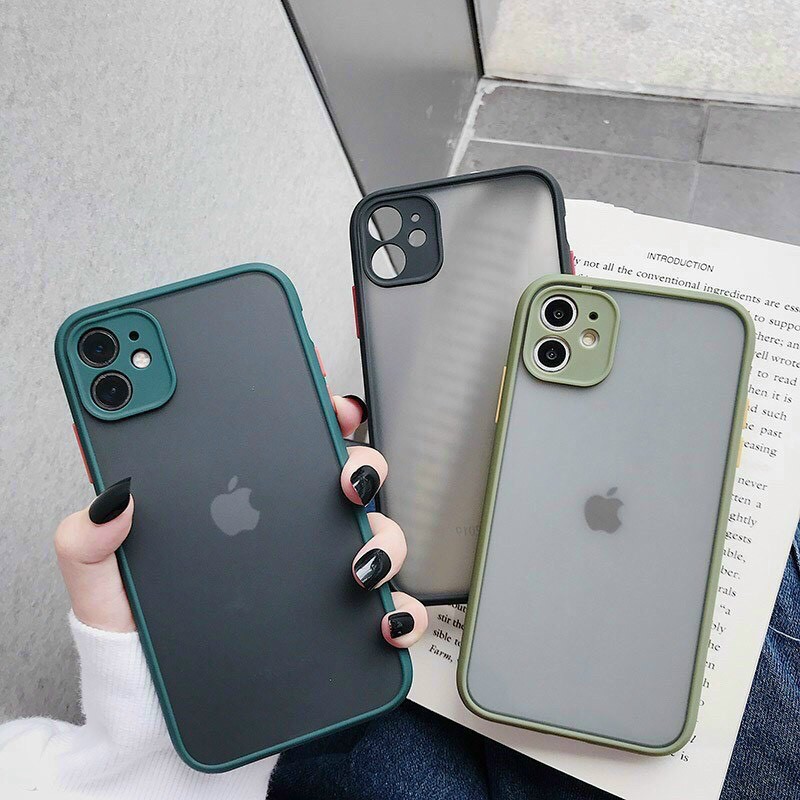 Ôp Iphone viền màu mặt lưng nhám các dòng Iphone X/Xsmax/Xr/11/11pro/11promax/12/12pro/12promax_Nini.case