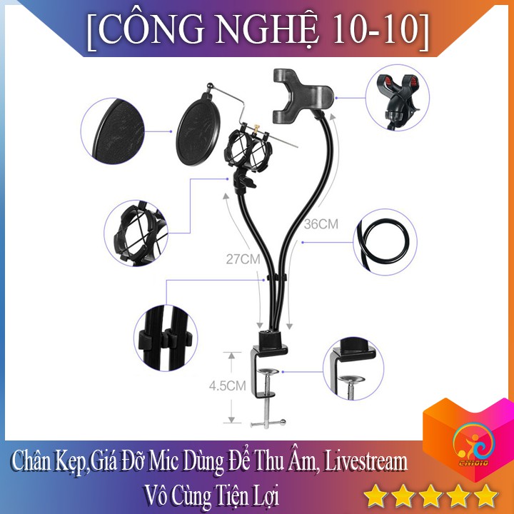 Giá đỡ mic thu âm, livestream karaoke 3 in 1 chắc chắn TL779