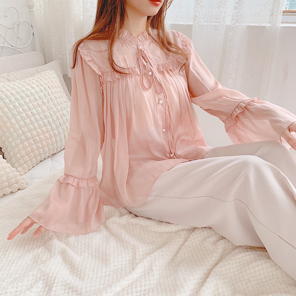 [Mã FAMARAL1 giảm 10K đơn 50K] [ẢNH THẬT] - Áo sơ mi tiểu thư ulzzang 2 lớp - SM09 - jannahouse