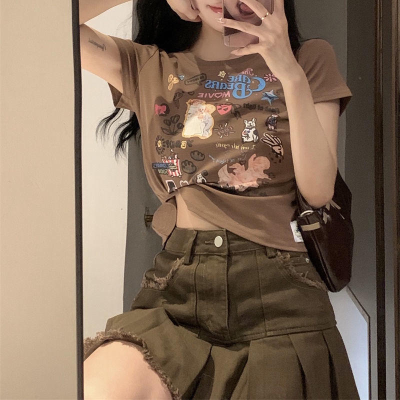 COZOK Chân váy jean Lưng Cao Phong Cách Vintage Thời Trang