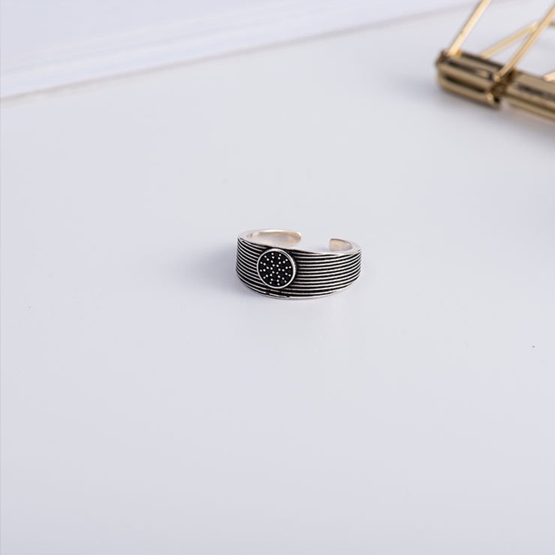 Nhẫn Nam TITAN Sáng tạo Vạch sọc Màu bạc Làm như cũ Cổ điển HIPHOP Làm bằng tay Thiết kế ban đầu NH-235