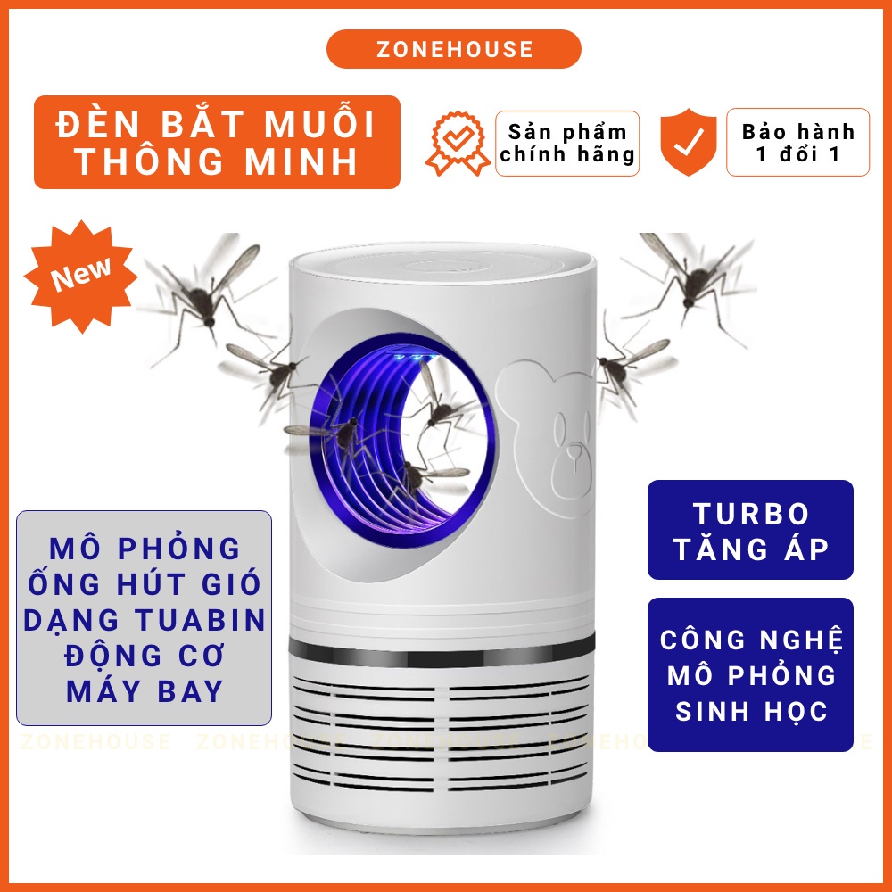 [MẪU MỚI] Đèn bắt muỗi thông minh ZONEHOUSE, trang trí để bàn, làm đèn ngủ, hiệu quả cao, quạt hút kiểu quạt máy bay