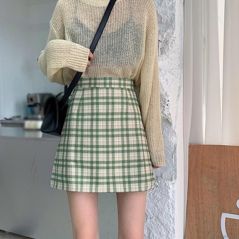 Chân Váy Ngắn Họa Tiết Caro Thời Trang Hàn Quốc