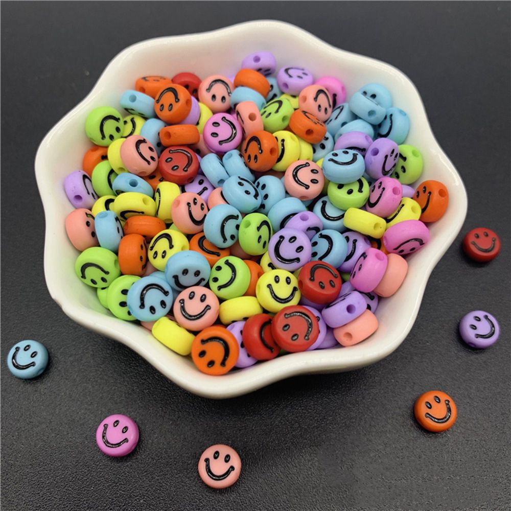 Set 100 Mặt Vòng cổ 7mm Hình Oval Bằng Acrylic Nhiều Màu Sắc Dễ Thương