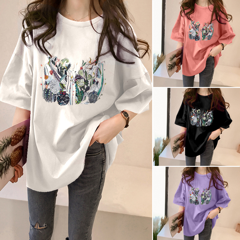 NRVP Áo Thun Ngắn Tay Dáng Rộng Thời Trang Mùa Hè 2021 Cho Nữ