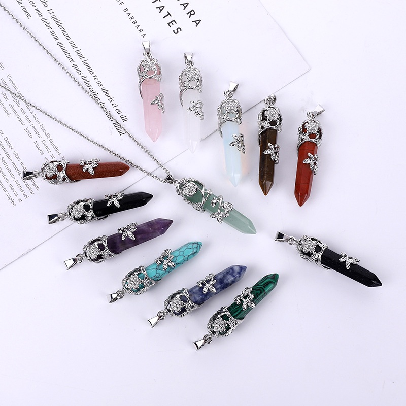Vòng cổ Mặt Đá Thạch Anh/ Hoa Hồng/ Lục Giác Tự Nhiên Chất Lượng Cao