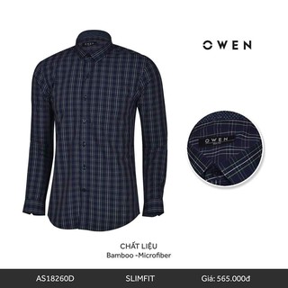 Áo sơ mi xanh đậm caro Owen
