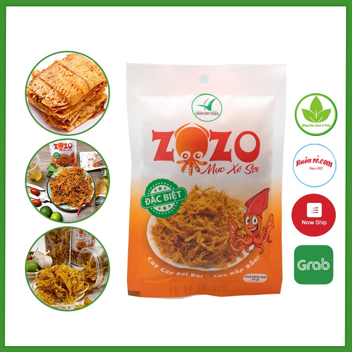 Khô mực ZOZO xé sợi 100gr tẩm vị đậm đà - Mực xé sợi ăn vặt hấp dẫn 01191-01192-01193