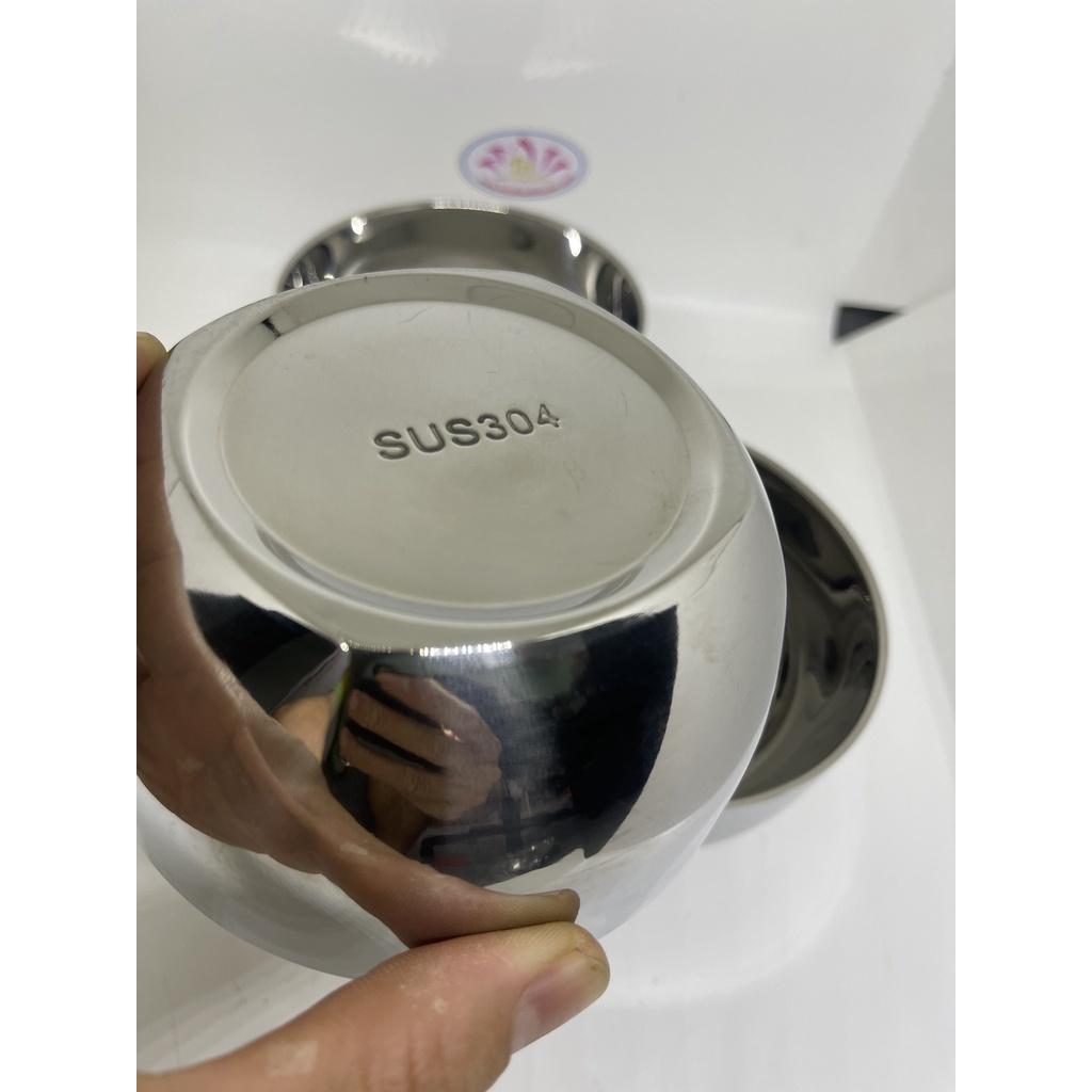 Chén inox 304 cách nhiệt 2 lớp Hàn Quốc an toàn có cả trắng & vàng titan sáng bóng không nóng