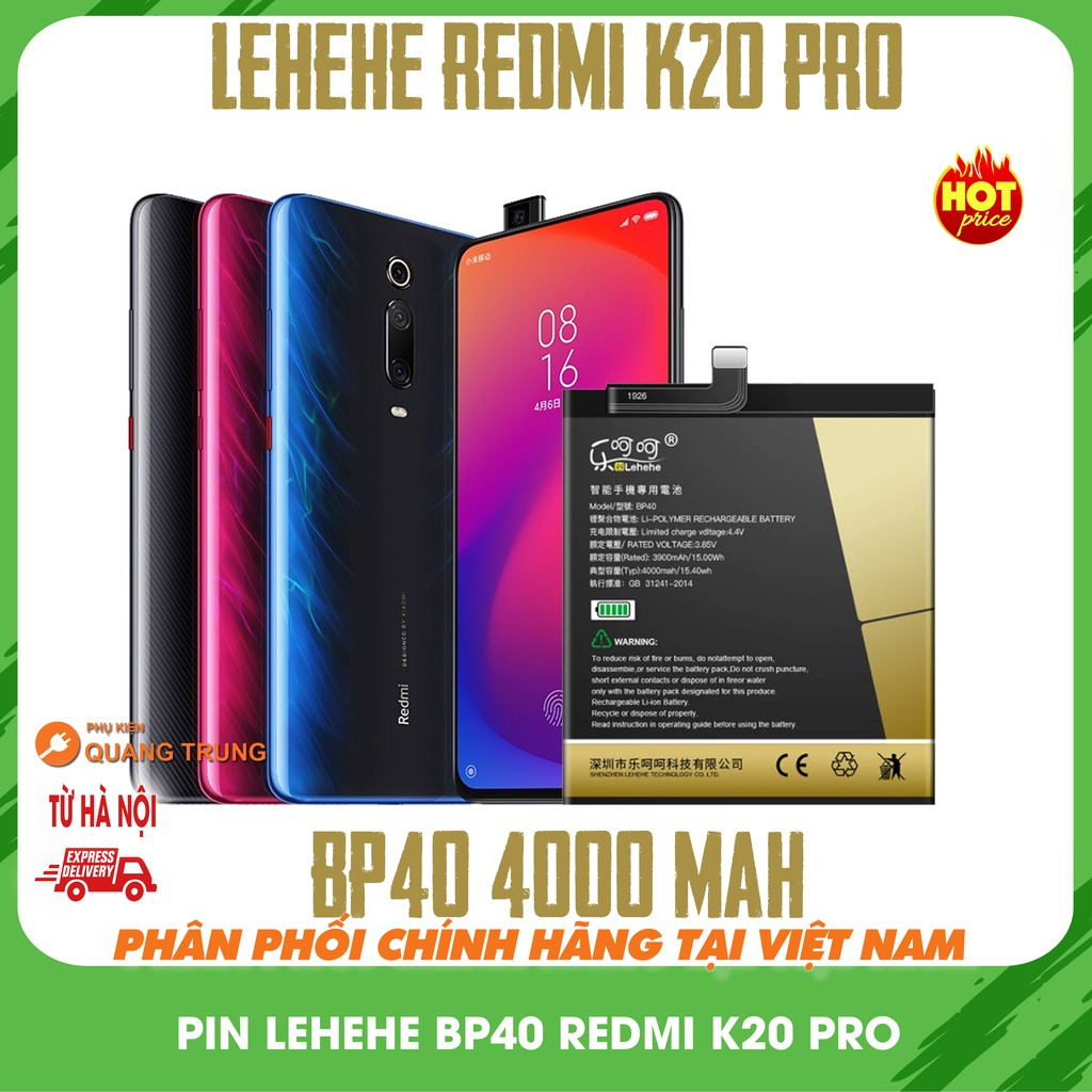 Pin xiaomi redmi K20 và K20 pro, K30, K30pro, Mi9T, Mi9Tpro chính hãng Lehehe,tặng kèm tô vít