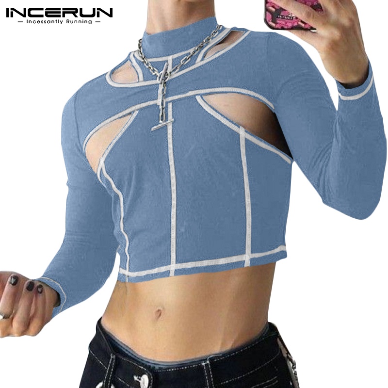 Áo thun lửng INCERUN tay dài thời trang dành cho bạn nam