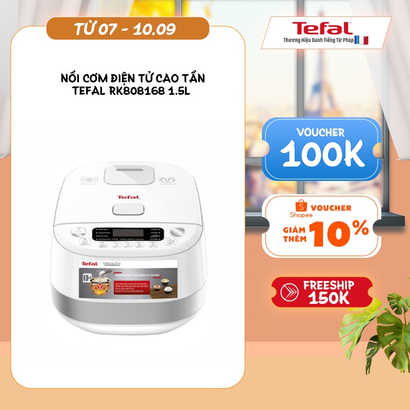 [Mã ELTEFALWL8 giảm 10% đơn 500K] Nồi cơm điện tử cao tần Tefal 1.5L - 16 menu - TH Pháp - RK808168 - BH 2 năm