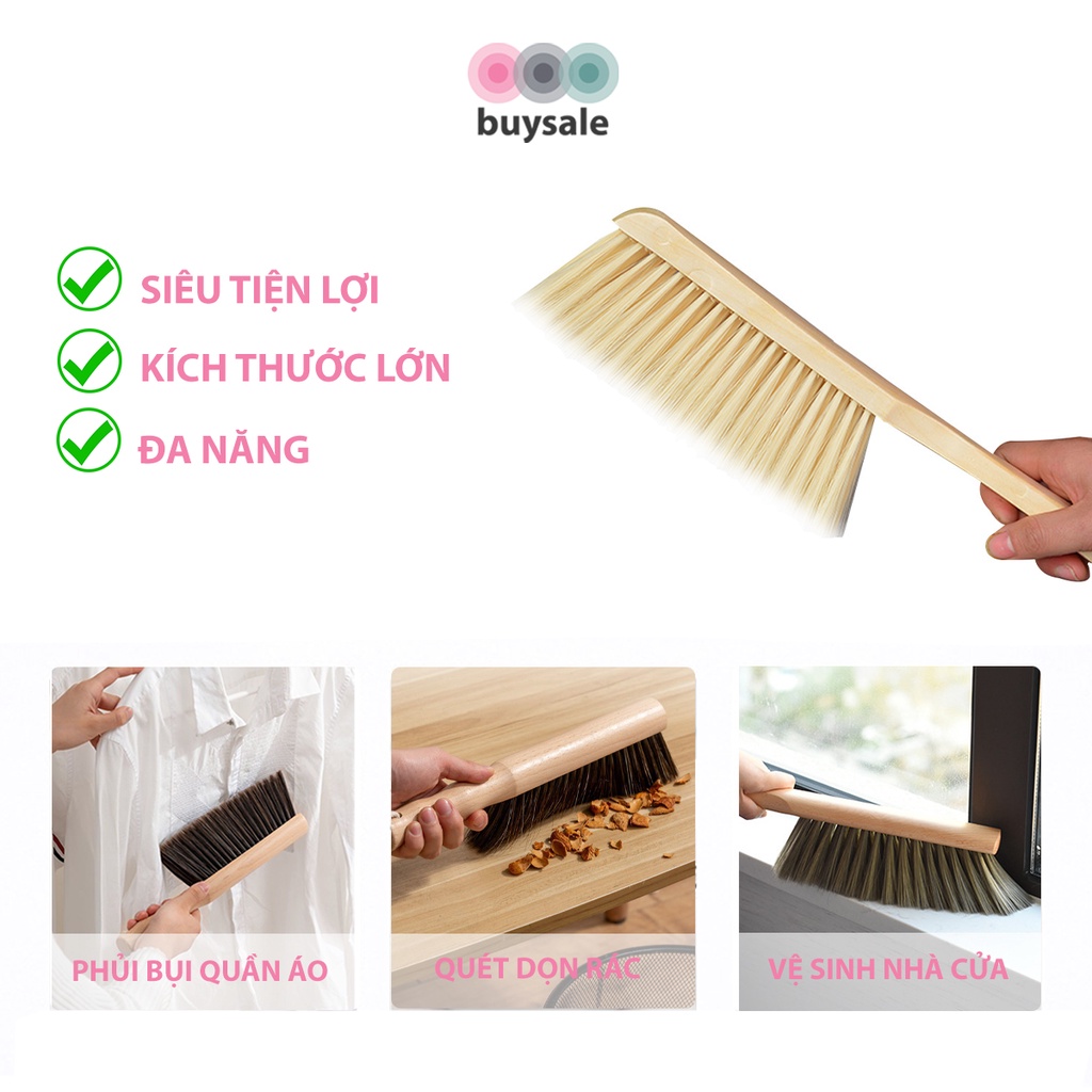 Bàn chải lông mềm sợi PP cán gỗ loại lớn giúp vệ sinh giường, sofa, đồ dùng trong nhà - Buysale - BSPK242