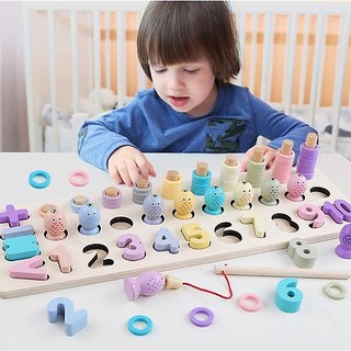 Đồ chơi số đếm- thả cọc- câu cá 3 trong 1- đồ chơi trí tuệ