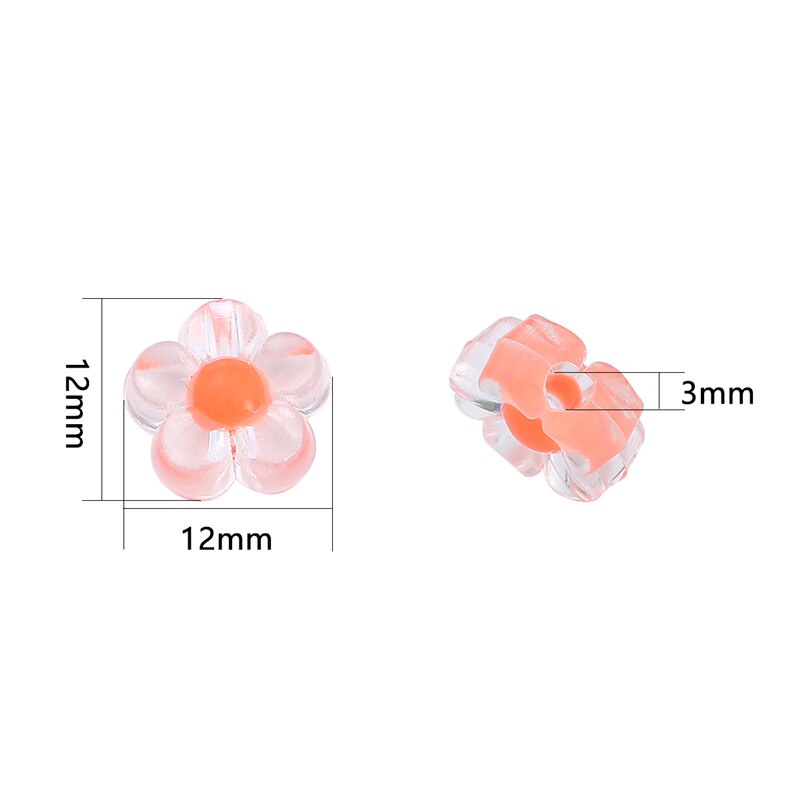 Bộ 50 hạt cườm hoa acrylic trong suốt 12mm dùng làm trang sức