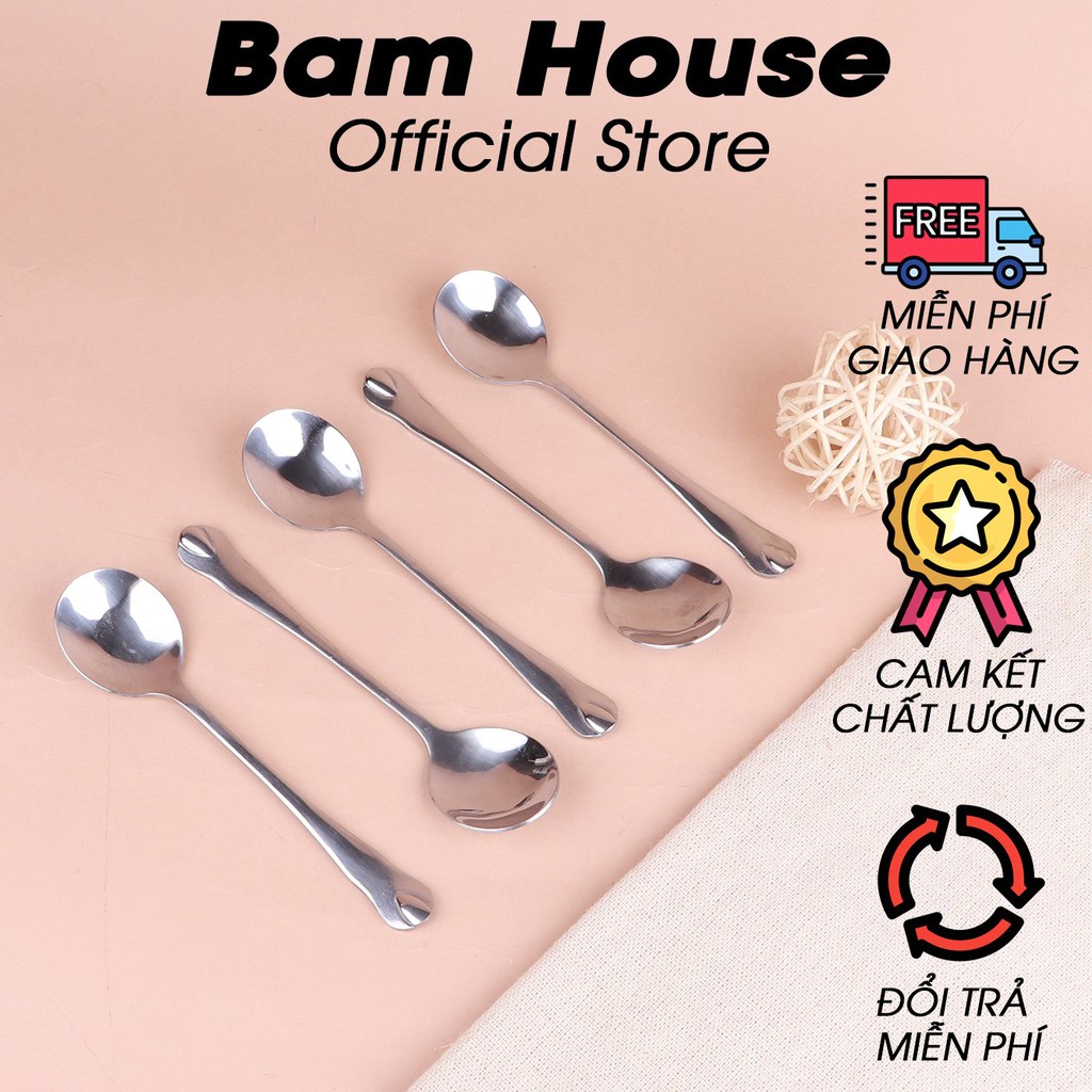 Bộ 5 muỗng mini cafe inox 430 Bam House cán hoa cao cấp MCM05 – BamBam Store