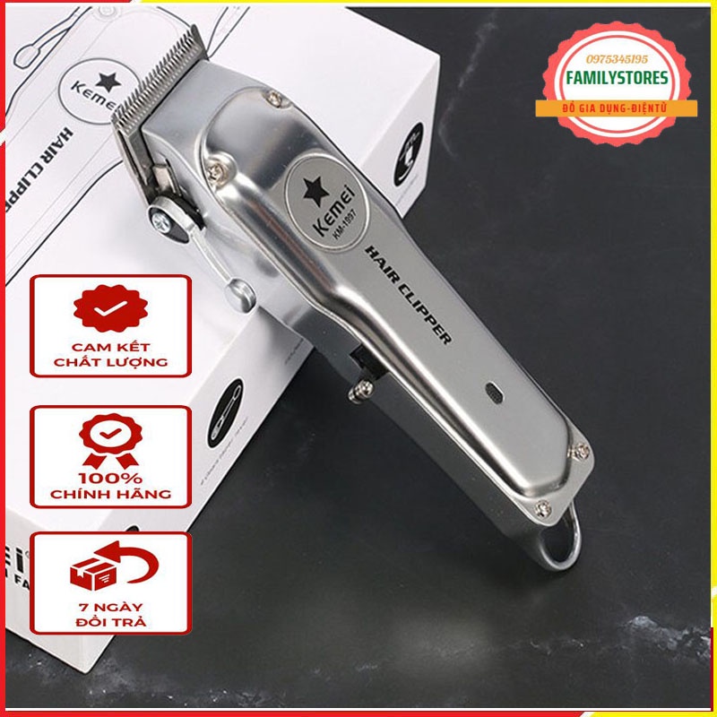 Tông đơ cắt tóc không dây Kemei KM-1997 lưỡi cắt thép cacbon cao không gỉ sét sắc bén đẳng cấp sang trọng
