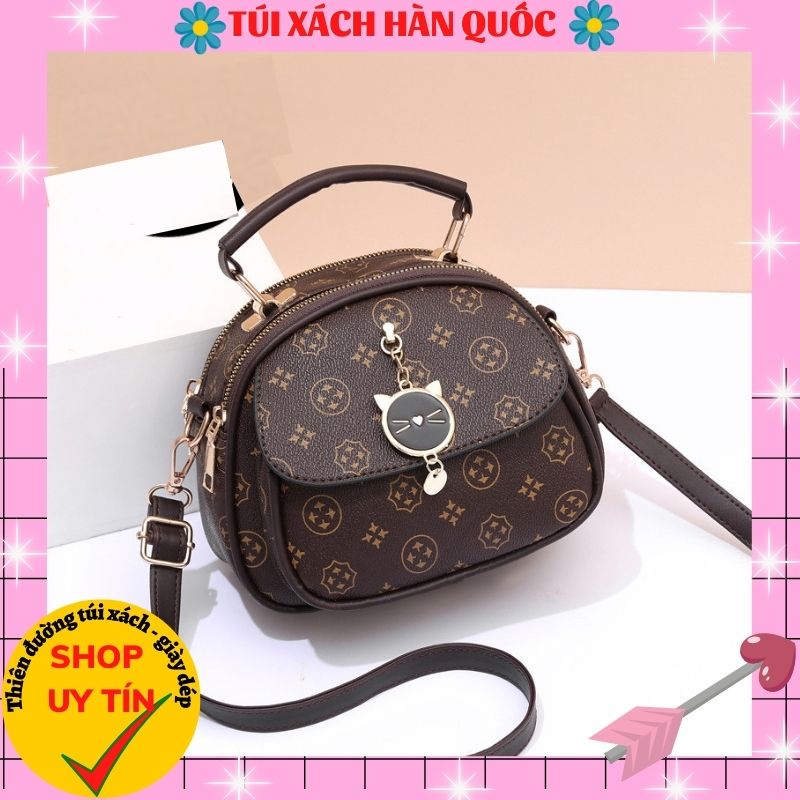 Túi xách nữ thời trang khóa phụ kiện mèo xinh xắn đeo chéo 252