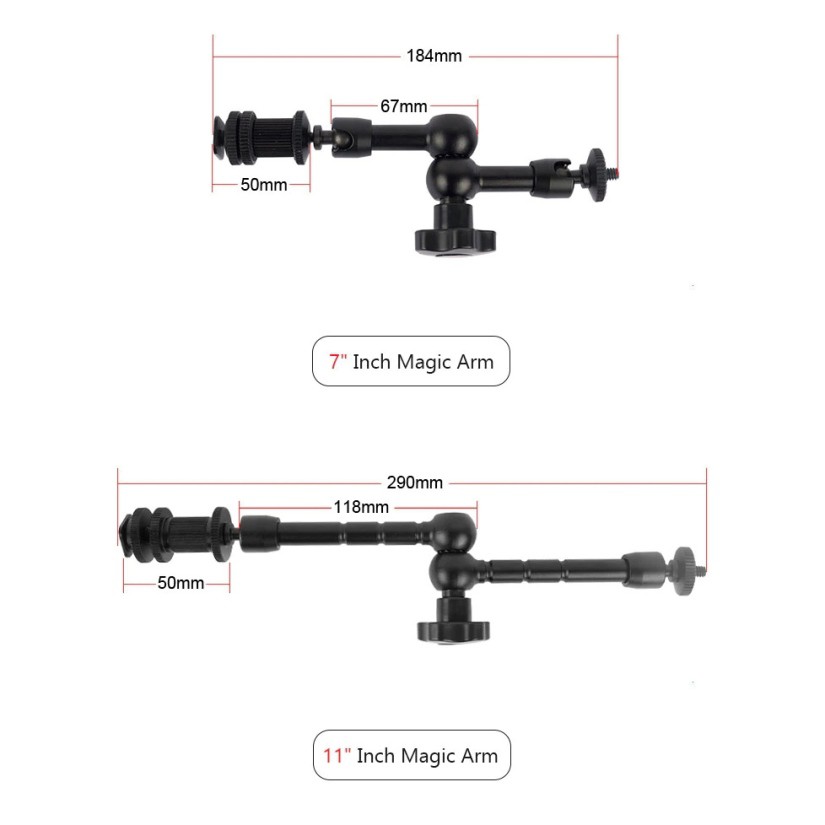 Magic arm khớp tay nối đa năng 7 INCH và kẹp càng ghi đông kim loại