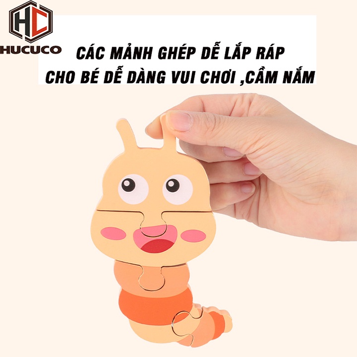 Đồ Chơi Xếp Hình, Lắp Ráp Tranh Ghép Gỗ 3D Nhiều Hình Ngộ Nghĩnh - Phát Triển Trí Tuệ Cho Bé [XH-08]