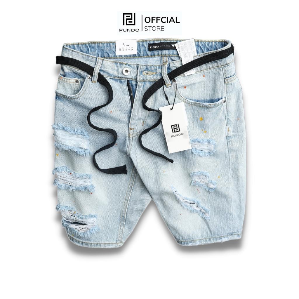 Quần short JEAN nam cao cấp wash xé nhẹ dễ phối PUNDO QSPD04