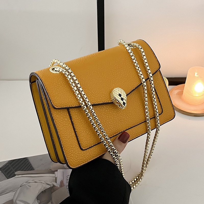 Túi đeo vai IELGY hình vuông cỡ nhỏ phối dây sợi xích ba chiều thời trang cao cấp cho nữ