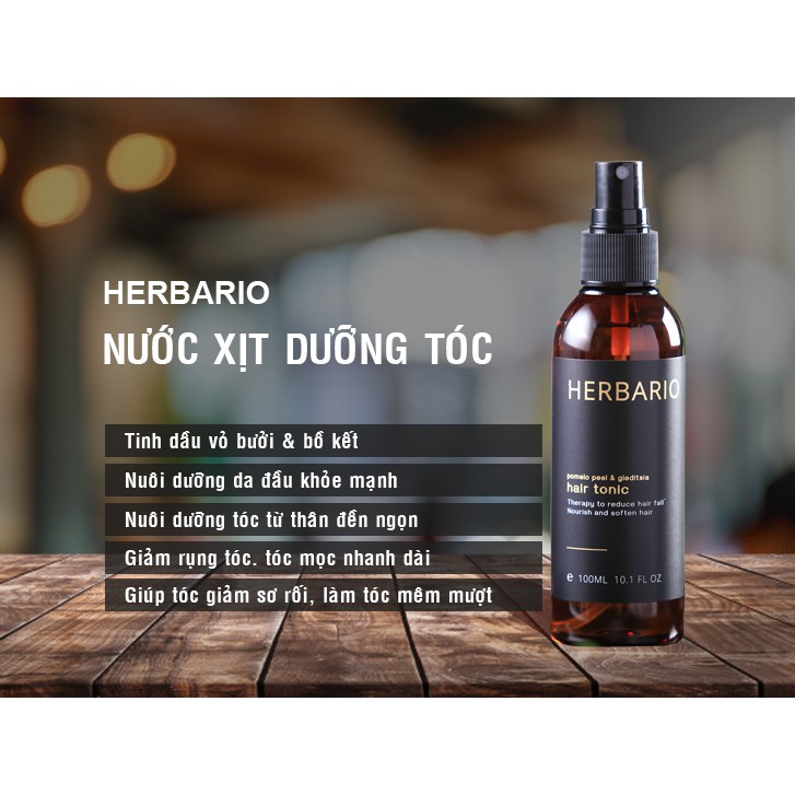 Bộ 2 chai xịt dưỡng tóc Herbario 100ml và 1 serum giúp mọc tóc vỏ bưởi, bồ kết Herbario 30ml