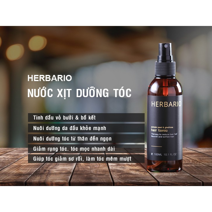 Bộ 2 chai xịt dưỡng tóc Herbario 100ml và 1 serum giúp mọc tóc vỏ bưởi, bồ kết Herbario 30ml